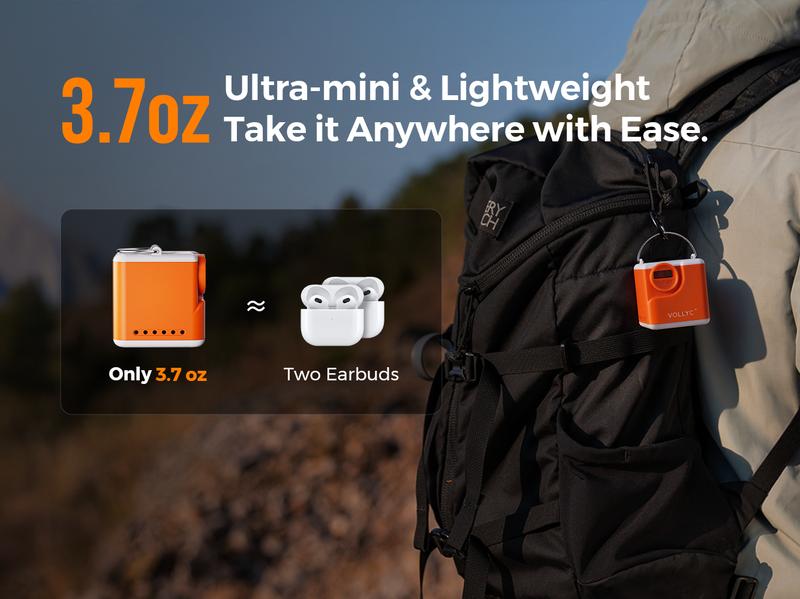 VOLLYC 4.5kPa Portable Air Pump for Inflatables, Ultra Powerful Mini Air Mattress Pump with Light, 2400mAh Electric Camping Air Pump Camping Gear for Pool Float,Air Mattress,Vacuum Storage Bags