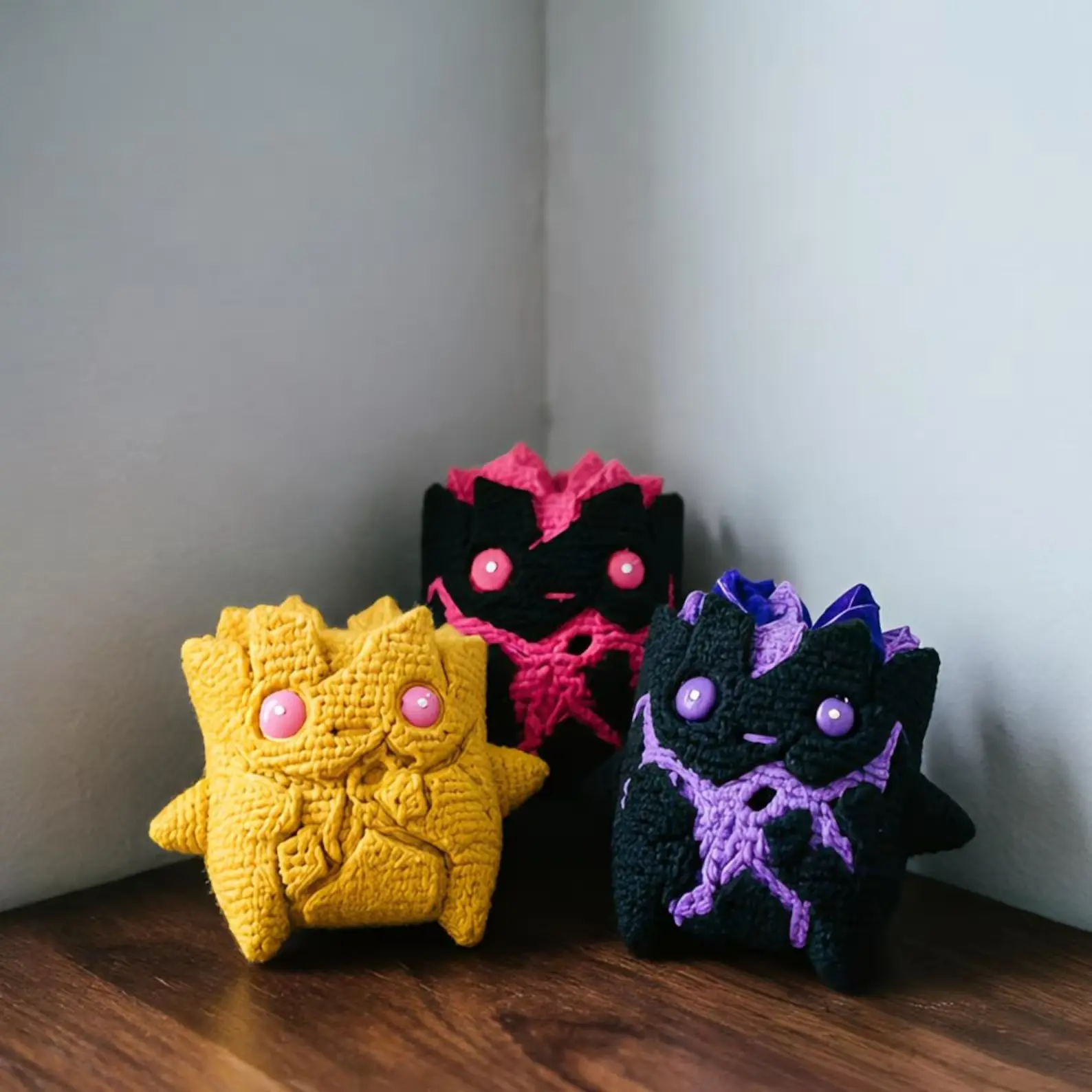 Zero Cube Crochet Amigurumi, Dark Alt Style Block Sprite Plush, Whimsical Gothic Elf Doll