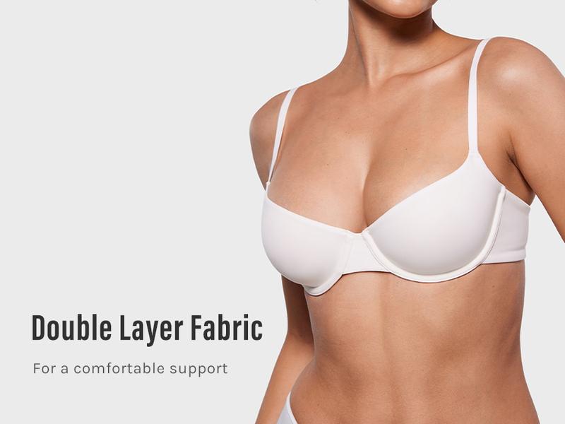 INLYRIC Women's Inbarely Plus Everyday Comfort Balconette Bra Wire Support No Padding Unlined Natural Shape for Daily Wear