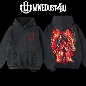 WWEDust4U Retro Vintage Limited Edition Kane "Big Red Machine Hoodie 100% Cotton Blend Pre-washed for Softness Classic Menswear Oversized - Apparel