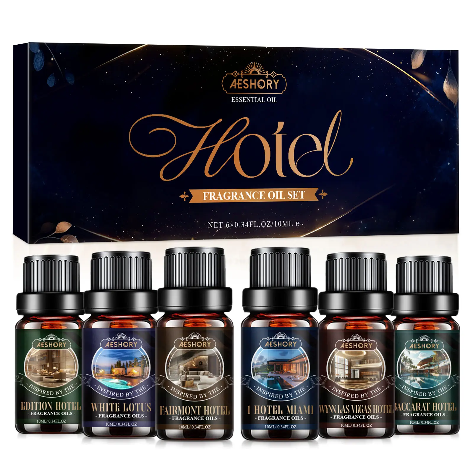 Hotel Diffuser Oils Gift Set - 6x10ML Luxury Fragrance Oil Blend, Hotel Scent Essential Oils Set for Diffuser, Candle, Soap Making Scents