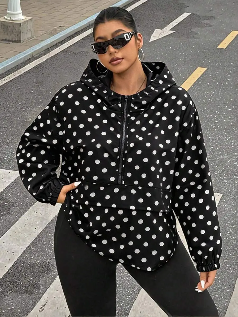 SYSTAN SDERT STORE Women Half Zip Hooded Windbreaker Jacket Casual Oversized Pullover Anorak Coat Lightweight Long Sleeve Outdoor Activewear
