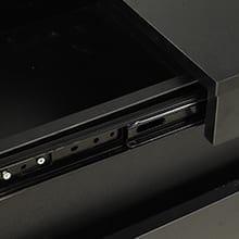 Sikaic Modern Nightstand with LED Lights & Charging Station Black 15.8"D x 17.7"W x 26.8"H Sliding Top Drawers for Bedroom & Living Room