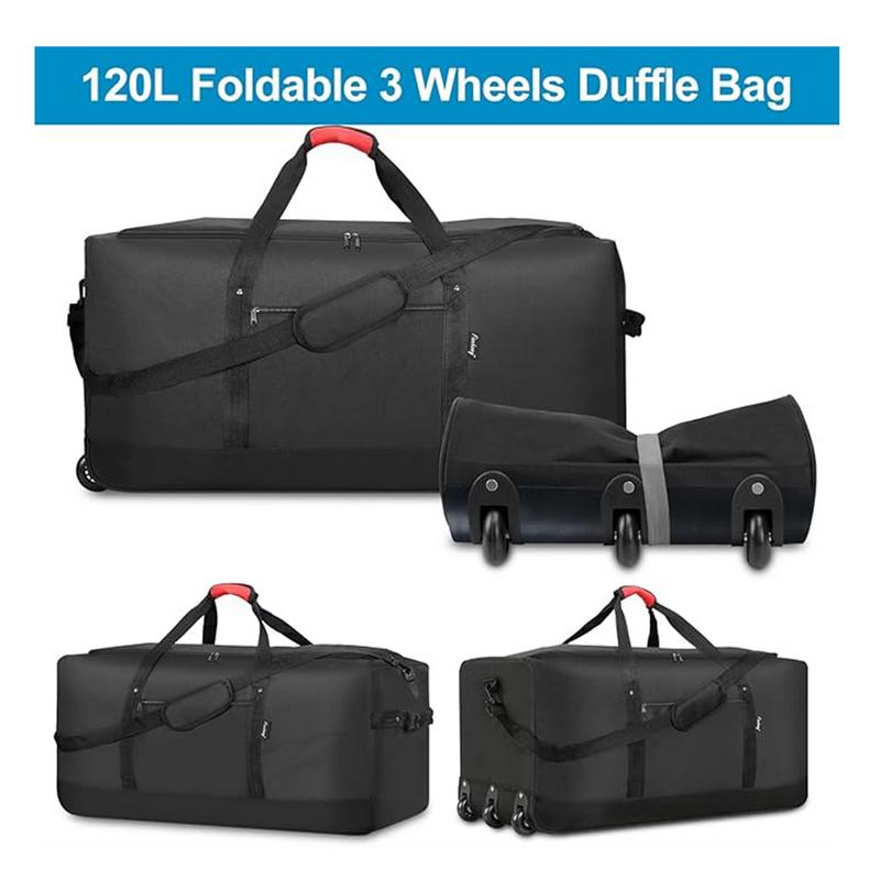 120L Foldable Rolling Duffel Bag with 3 Wheels, Light Weight Travel Duffel  bag with Large Loading