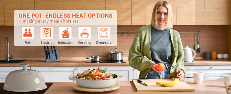 Uniflasy 5QT Enamel Cast Iron Dutch Oven Bread Baking Set with Bread Proofing Basket Scoring Lame & Dough Whisk for Sourdough Lovers