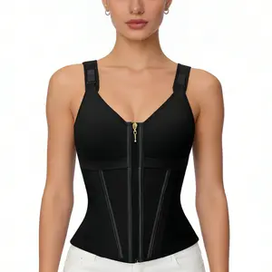 Waist Shapewear For Women Adjustable Straps Full-Figure Tummy Control Corset Workout Plus Size Double Layer Crop Top Outfits solid color zipper corset steel bone corset Trainer Tank belt waist trainers ropa molde adora Fajas Colombianas girdle