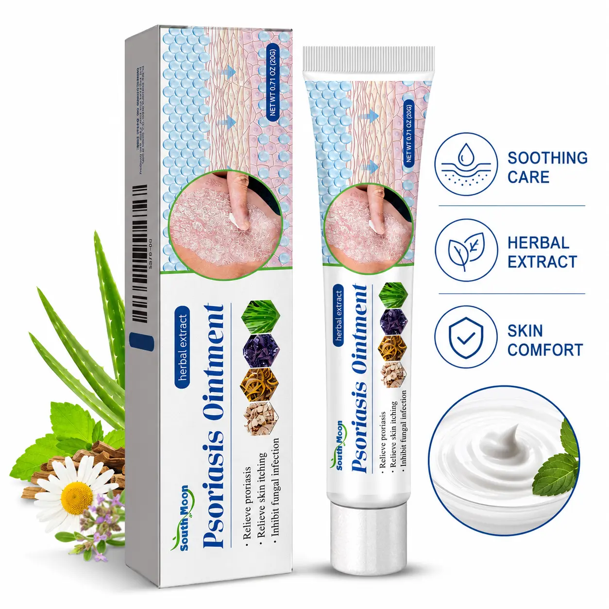 20g Herbal Extract Psoriasis Ointment - Skin Treatment Cream for Dry, Itchy Skin, Redness & Irritation Care, Gentle Fast-Absorbing Moisturizing Body Repair Balm for Daily Use