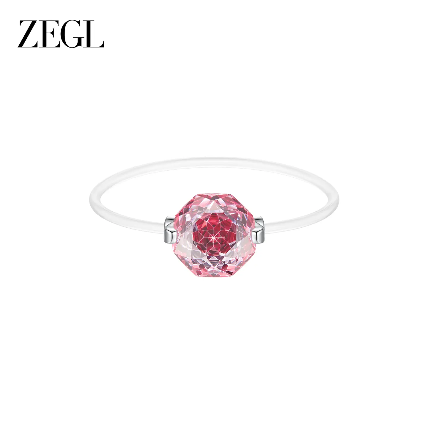 ZEGL Invisible Elastic "Floating Gem" Ring | Sparkly Cubic Zirconia Solitaire | Hypoallergenic Fashion Gift for Valentine's Day & Christmas