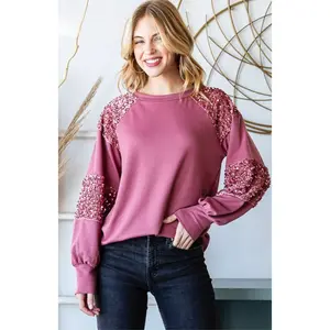 Blushing Sparkle Sleeve Top