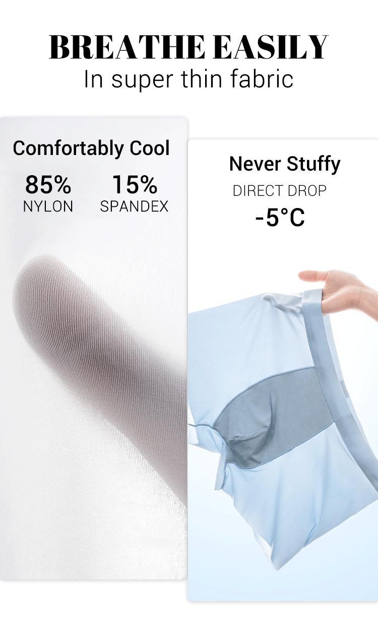 3-Pack Men's Ice Silk Boxer Briefs – Ultra Thin Cooling Breathable Underwear, Soft Stretch Comfortable Boxers for Everyday Wear