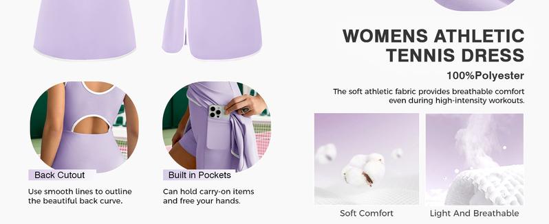 Fisoew Sports Womens Workout Tennis Dress with Built-in Bra & Shorts Pockets Sleeveless Cutout Golf Athletic Mini Dresses,Valentine's Day Gift Recommendations Workoutdress