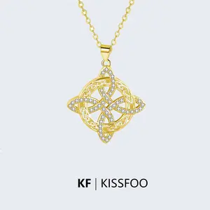 KISSFOO Circle Celtic Knot Necklace Women Symbolic Protection Witch Knot Accessory