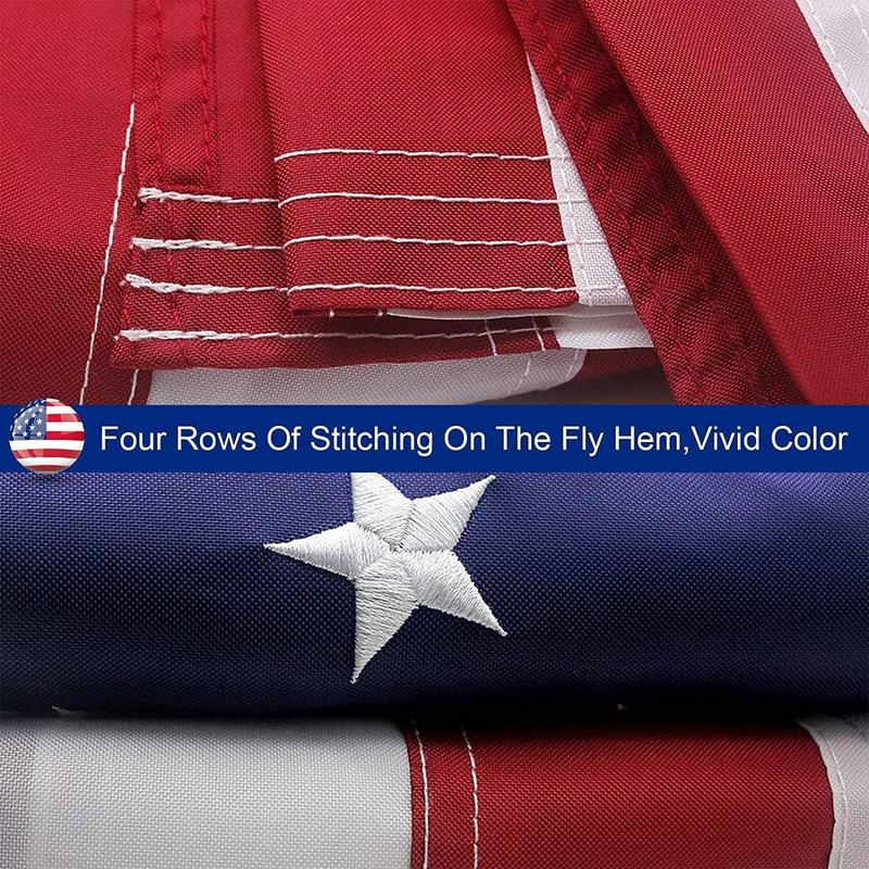 American Flag 3x5 FT Outdoor - USA Heavy duty Nylon US Flags with Embroidered Stars, Sewn Stripes, and Brass Grommets   Banners