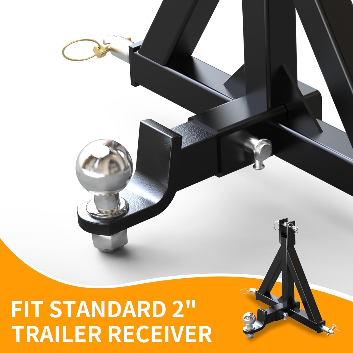 YITAMOTOR 3 Point 2" Receiver Trailer Hitch Heavy Duty Drawbar Adapter Category 1 Tractor Tow Compatible for Kubota, BX, LM25H, WLM Tractor, NorTrac, Yanmar, Kioti, Cat, John Deere