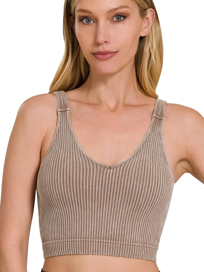 Mocha L/XL Zenana Women Sport Tank Top Gym Clothes Workout Workout Bra