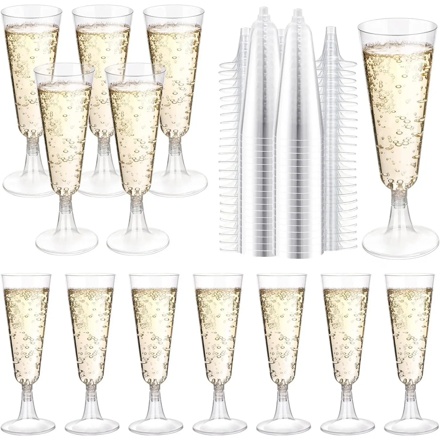 Plastic Champagne Flutes 200 Pack Champagne Glasses Disposable Mimosa Glasses 5 Oz  Clear Plastic Flutes for Party Drinking  Cups  Wedding Toasting Glasses Flutes Bulk