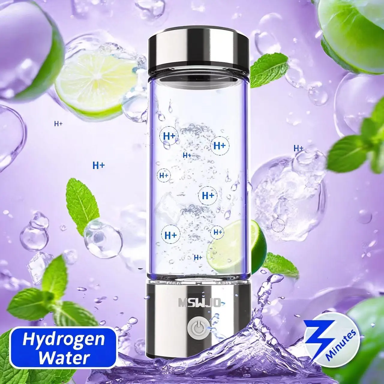 MSWJO Hydrogen Water Bottle and Cup Set 2026 Upgrade Hydrogen Water Bottle 420ml SPE PEM Technology Portable Ionizer for Office Travel Fitness Health-Enhancing Hydrogen-Rich Alkaline Water USB Charging Tumbler Mug