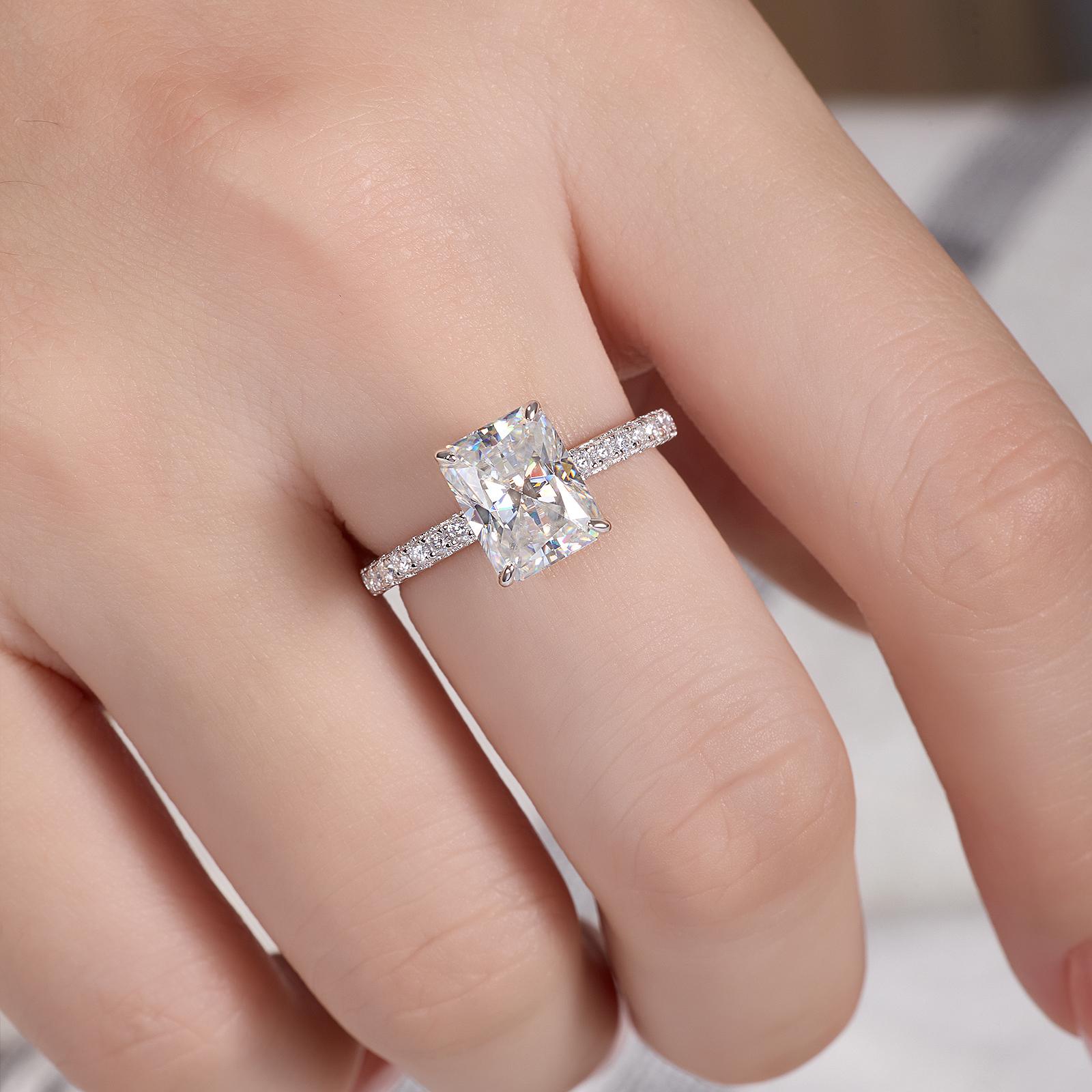 【#R433 1.5CT 2CT】UCCIYO 18k Gold-Plated Lab-Created Moissanite S925 Sterling Silver Moissanite Ring for Women Men Hip Hop Jewelry Gift Valentines Day gift