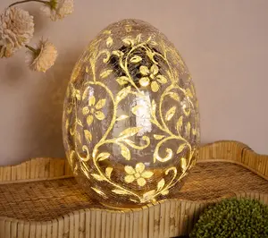 8" Illuminated Glass Egg with Hidden Scene by Kim Gravel
