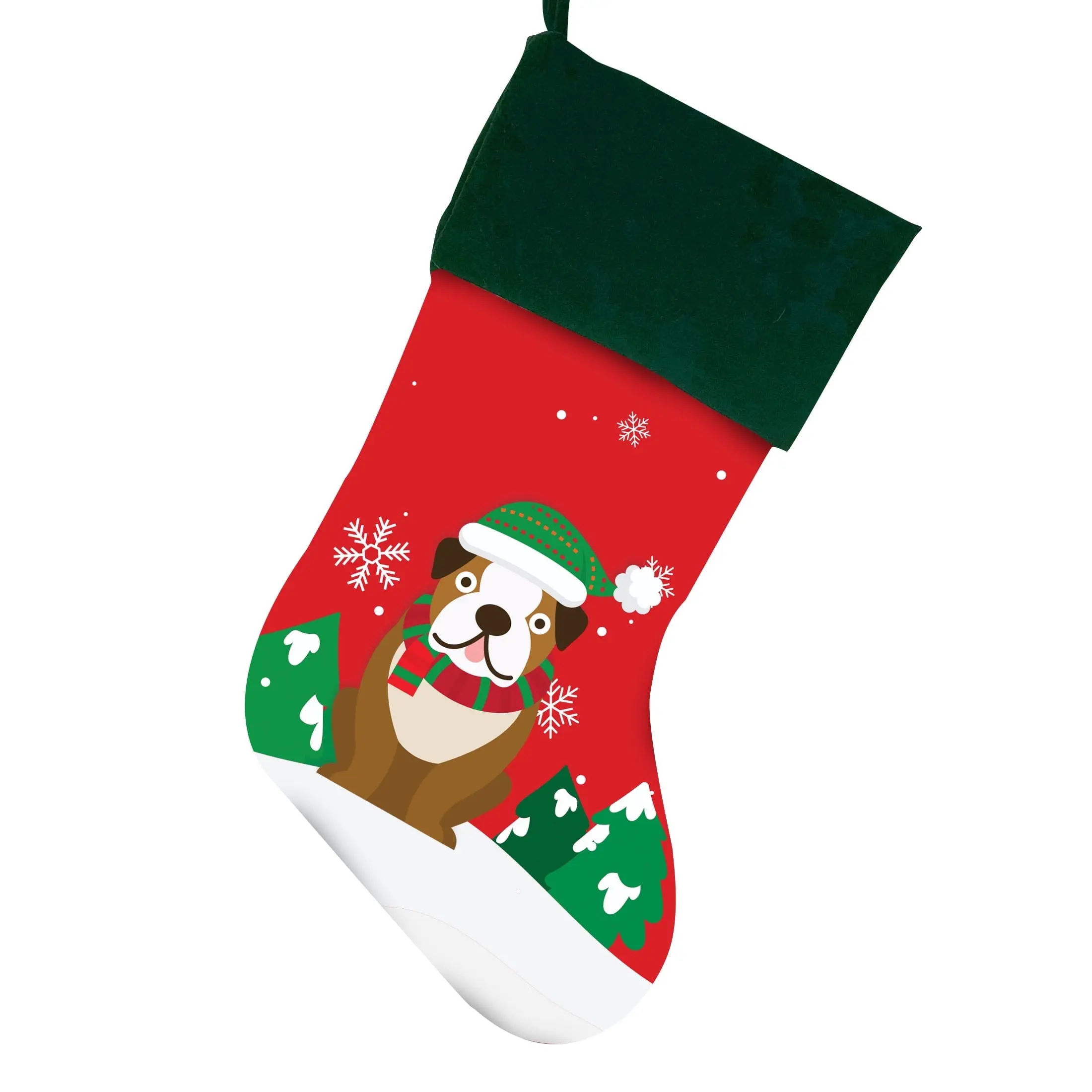 Bulldog Christmas Stocking For Dog, Measures 19", Red Pet Stocking
