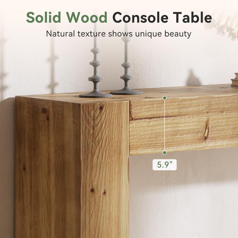 LITTLE TREE Solid Wood Console Table, 63-Inch Farmhouse Sofa Table Behind Couch for Entryway, Living Room, Foyer, Easy Assembly (Light Wood) LITTLE TREE Solid Wood Console Table, 63-Inch Farmhouse Sofa Table Behind Couch for Entryway, Living Room, Foyer, Easy Assembly (Light Wood)