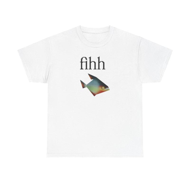 Fihh Low Poly TShirt, Funny Brainrot Fish Shirt, Cringy Weird Stupid Graphic Tee, Cotton Fabric Menswear Unisex Top Original Hem Oversized