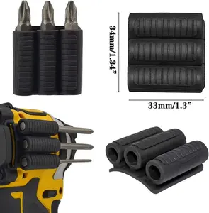 Screwdriver Bit Organizer Clips – Effortless 3M Adhesive Backing, 34mm & 33mm, Holds Six Bits, 3-Piece Set, Easy Installation