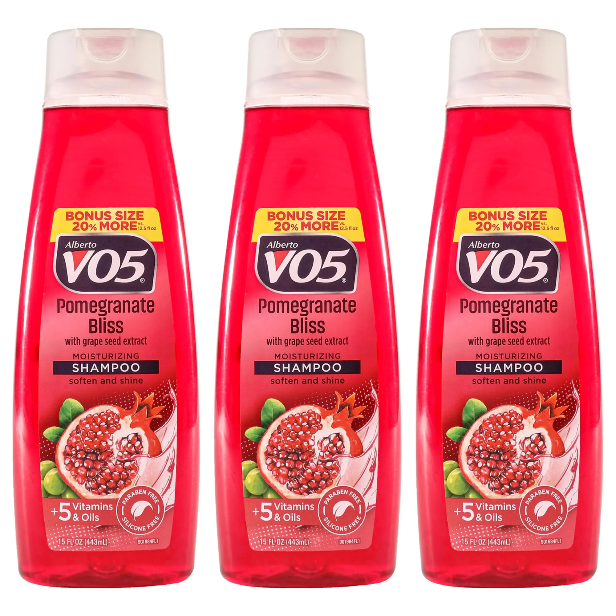 Moisturizing Pomegranate Bliss Shampoo by Alberto VO5 for Unisex - 15 oz Shampoo - Pack of 3
