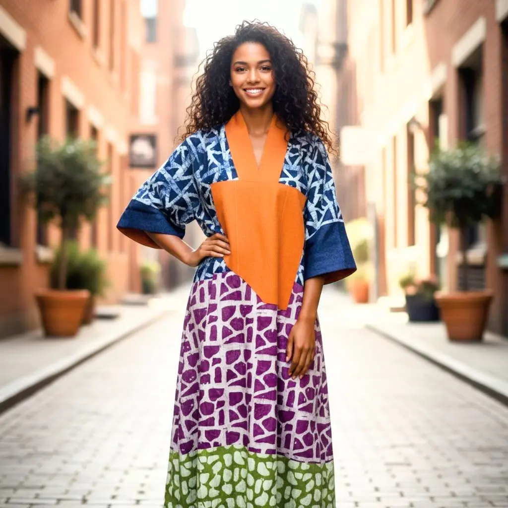 African Print Adire Batik Boubou Kaftan Maxi Dress DPTDASD | Dupsie’s African Fashion