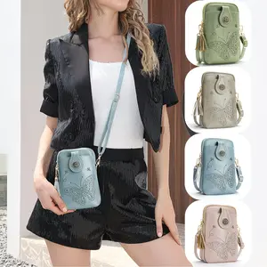 Small Crossbody Bags for Women, Lightweight Mini Cute Cell Phone Purse for Women with Tassel Shining Butterfly