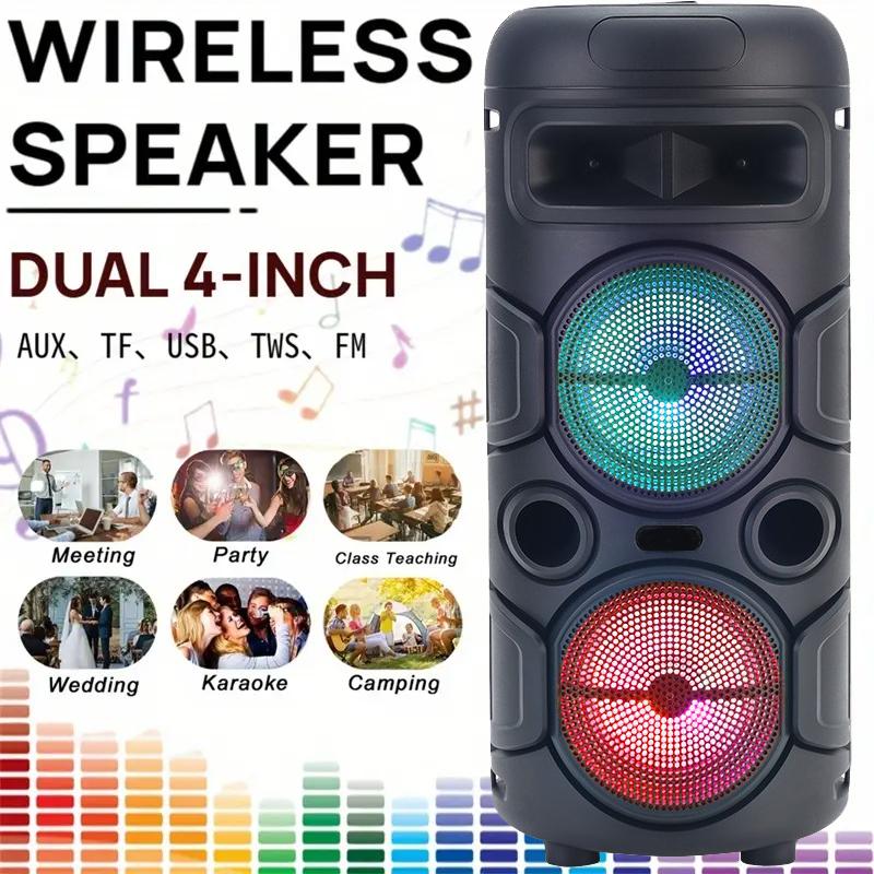 Professional Large Bluetooth Speaker with Microphone, Portable Design with Subwoofer Party Box for JBL, with LED Light, Compatible with BT/USB/TF/AUX/FM/TWS/MIC/EQ Functions, Professional Karaoke. Ideal Gift for Birthdays, Christmas, New Year.