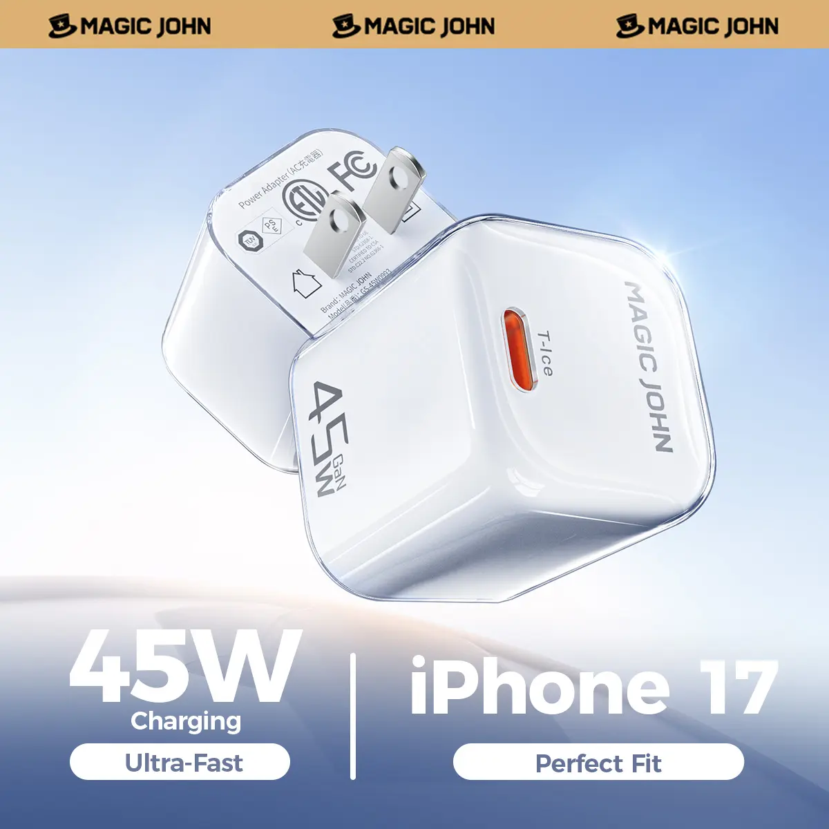 MAGICJOHN 45W USB-C Fast Charger Block - Mobile Portable Charger for iPhone 17/16/15 Pro Max/Air, Compact Travel-Friendly Mini Power Adapter,back to school,back to school haul