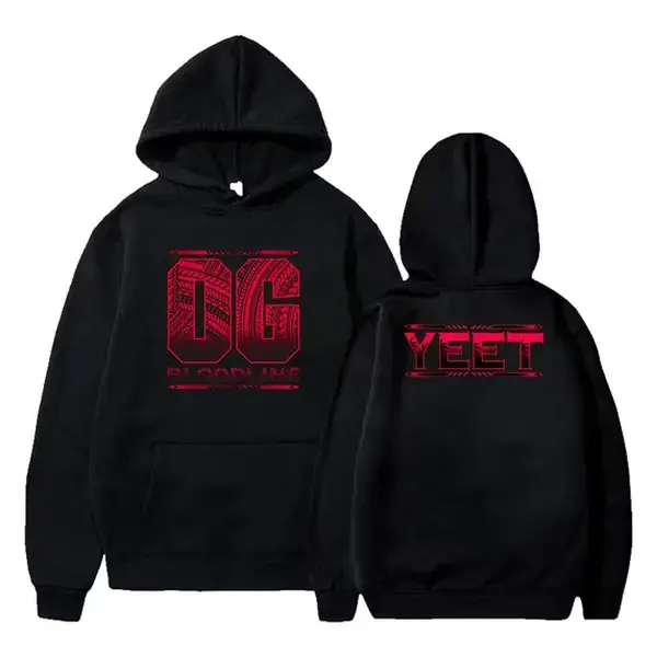 Jey Uso Yeet Bloodline Hoodie - Menswear Pullover Tops, Casual Long-Sleeves Hooded Sweatshirts for Streetwear Fans, Bold Edgy Design Badass Alternative Fashion, Longsleeves