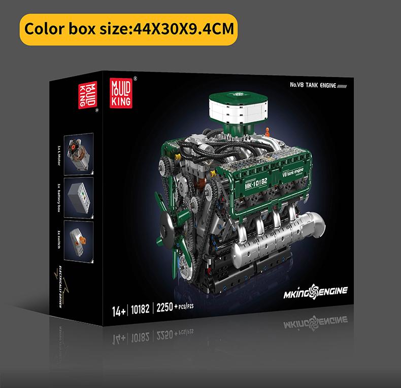 Mould King 10182 V8 Engine Double Turbo Eight Cylinder Green Model That Works Building Block Toy 2250 Pcs Mould King 10182 V8 Engine Double Turbo Eight Cylinder Green Model That Works Building Block Toy 2250 Pcs