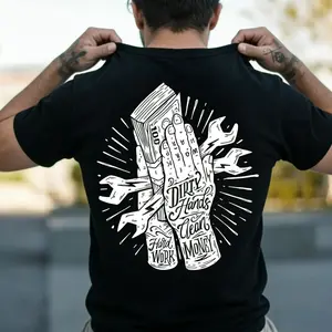 Troll Co Work Hard Dirty Hands Clean MoneyHoodieFor Menswear, Street Style , Classic Design Featuring Fabrics Prints