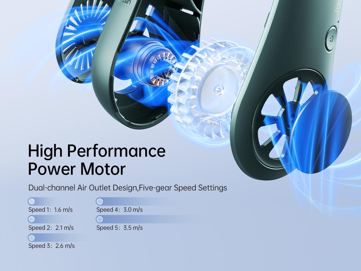 Jisulife Portable Neck Fan Hands Free Bladeless Fan 4000mAh Battery Operated Wearable Personal Fan Rechargeable 3 Speeds Gifts for Women Men Green USB