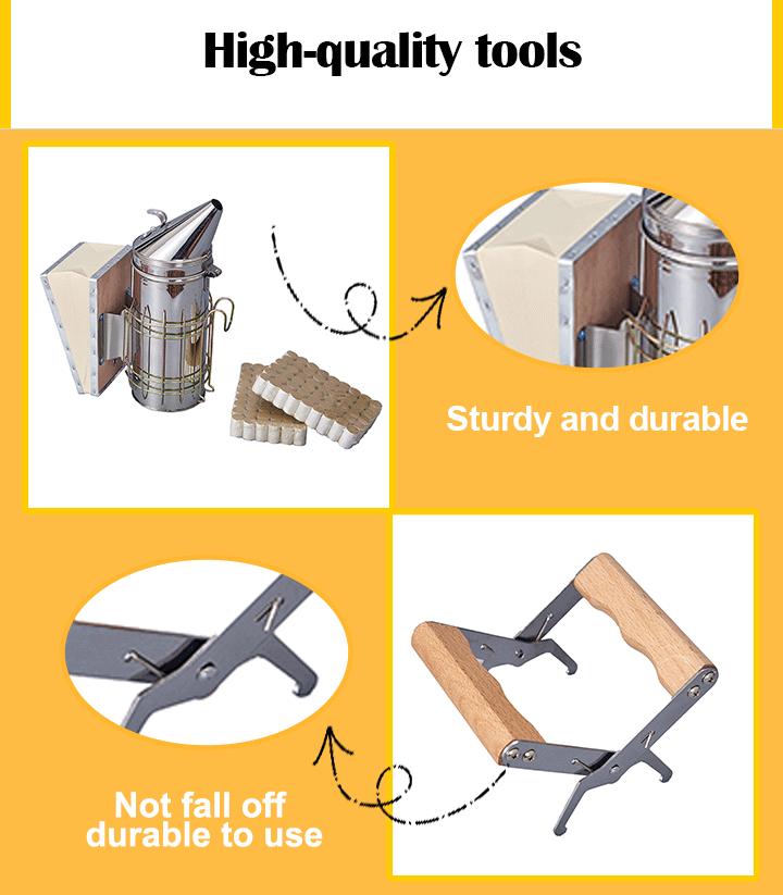 MayBee Hives 8/10 Frame Bee Hive Complete  Starter Kit Include 22 pcs Bee Hive Tools for Beginners Pro Beekeepers Beekeeping ,Wax Coated Langstroth Bee Box with 100% Beeswax Plastic Foundation,22 Bee Equipment :Wood Brush Safety Beekeeping Equipment