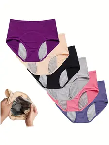 6-Pack Underwear, Women Over 60 Years Old, Plus Size, Mixed Colors, Seamless, High Waist, Adult Care, Comfortable and Breathable