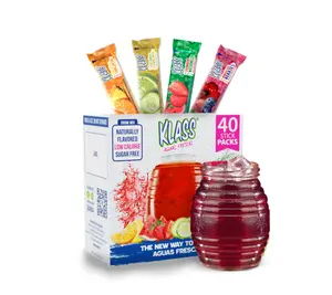 Klass Aguas Frescas | Drink Mix Variety Pack | Cucumber Limeade, Strawberry Watermelon, Hibiscus Berries & Pineapple Tangerine | Sugar Free On-The-Go Packets (40 Count Powder Stick Packs)