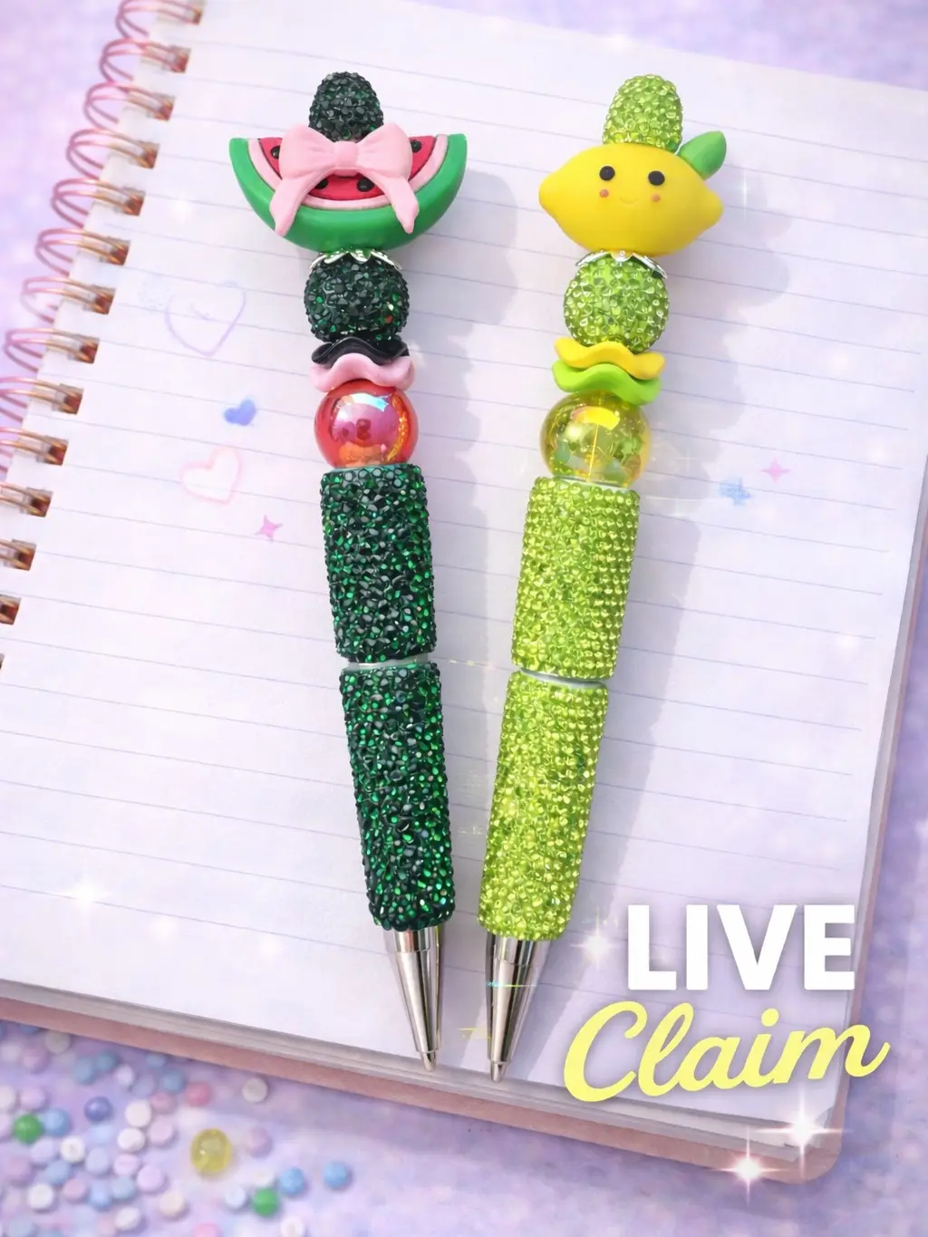 Live Claim- Rhinestone Silicone Beaded Pen