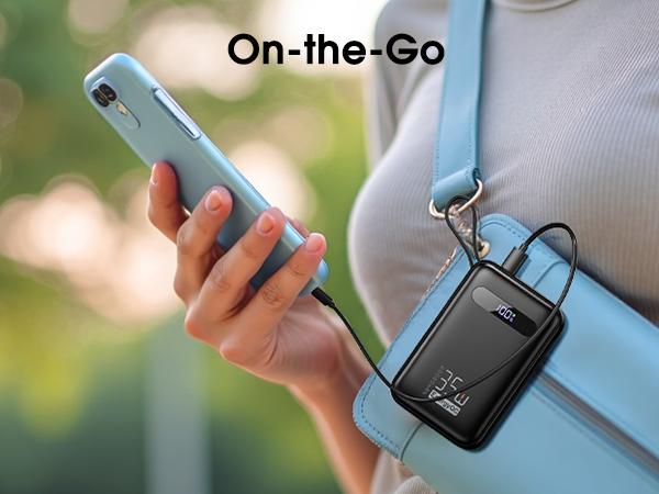 20000mAh 35W Power Bank – Built-in Cables, PD 3.0 & QC 4.0 Fast Charging, 4 Ports, LED Display, TSA-Friendly