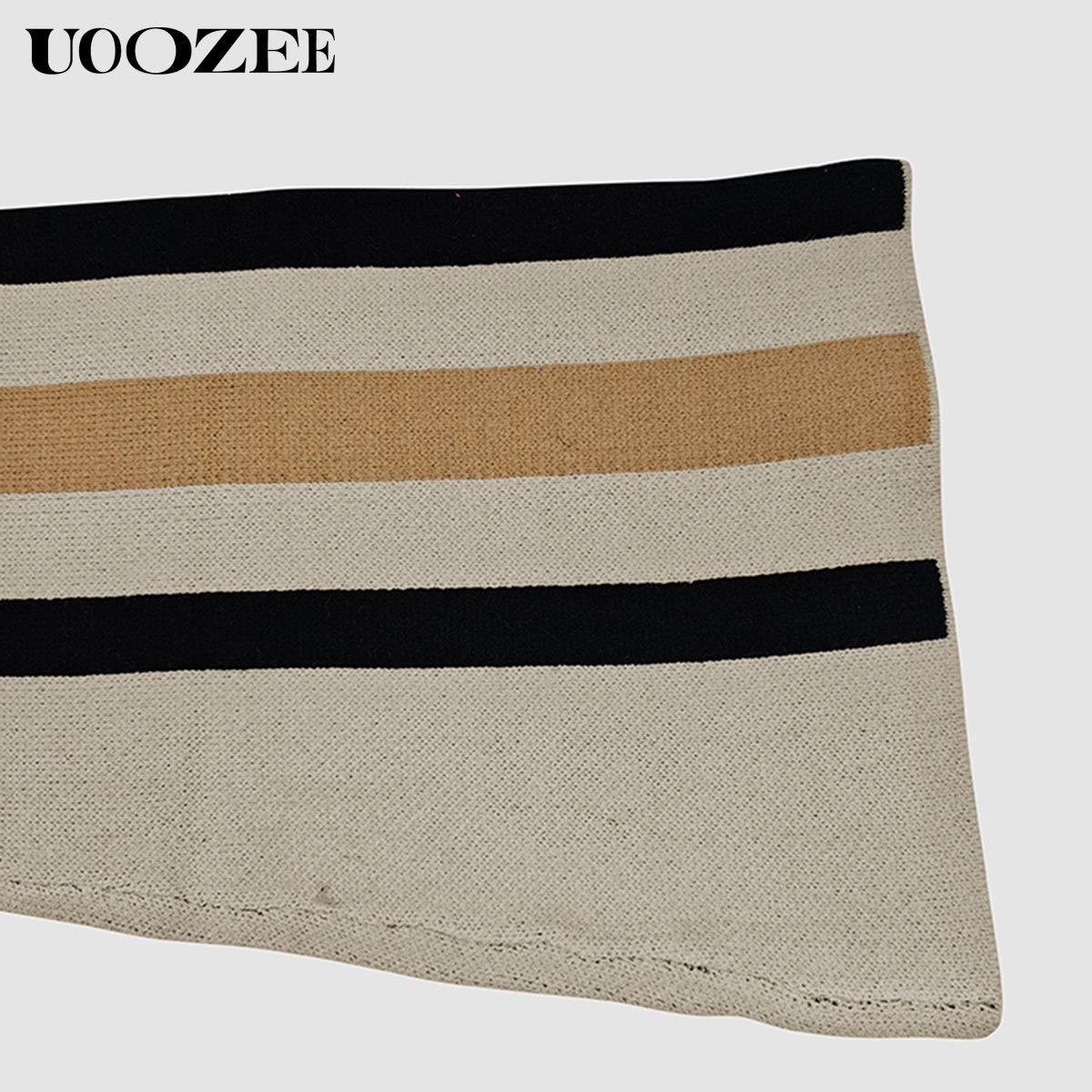 UOOZEE Loose Striped Round-Neck Pullovers Sweater Tops & Loose Wide Leg Striped Casual Pants Set Viscose Nylon Knitting Women's Clothing Suits Long Sleeve(The bottom is a bit small. It is recommended to choose one size larger)