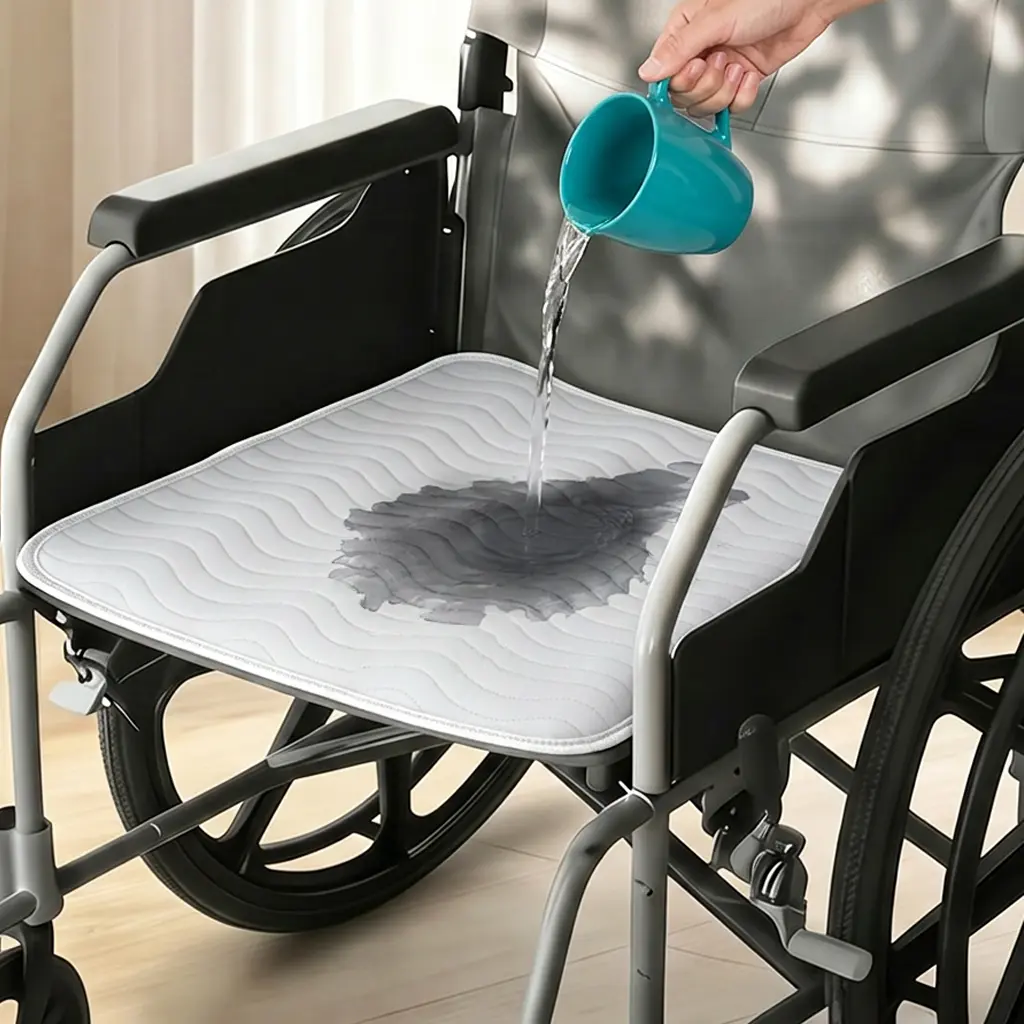 OEKO-TEX Certified Waterproof Chair Pad for Incontinence – Reusable 5-Cup Absorbent Seat Protector, Silent Non-Slip Cushion, Washable 600+ Times, Leak-Proof Cover for Wheelchair, Sofa & Car Seat (Light Grey)