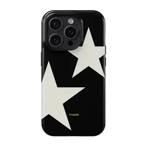 Fragola BADDIE iPhone Case - Luxury High-Gloss Tough Case for iPhone 17 16 15 14 13 12 11 Pro Max - Premium Shockproof Black & White Star Pattern Cover + Free Gift - Gift for Teen Girls