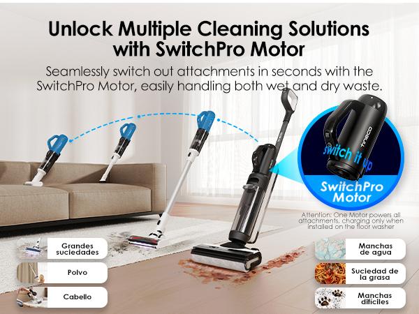 Tineco FLOOR ONE Switch S6 Wet Dry Vacuum Cleaner,Smart Floor Washer,5-in-1 Multi-Function,Self-Cleaning,5min Flash Dry, ZeroTangle Brush,Dual-Edge Cleaning,Whole-House Cleaning