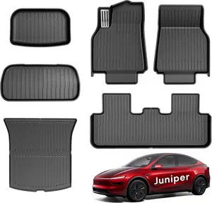 Upgrade Floor Mats for Tesla Model Y Juniper Accessories 2025-2026 (5-seater), All-Weather TPE Waterproof Wear-resistant Heavy Duty Floor Liners Front & Real Seat Floor Mats Frunk Trunk Mats 6Pcs