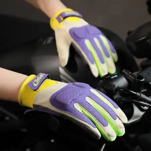 Full Finger Gloves - Purple & Yellow, Ideal for All Weather