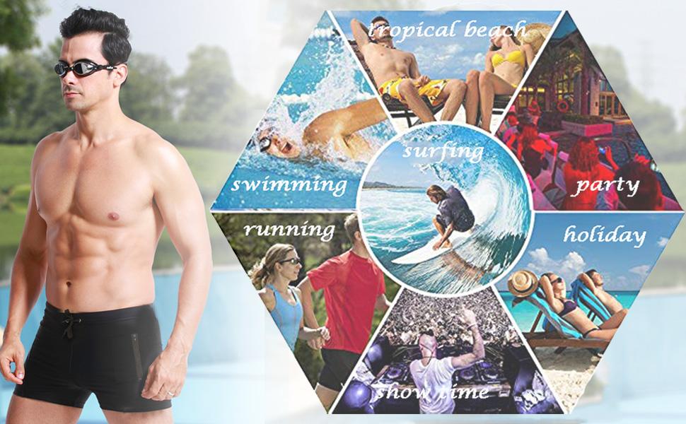 COOFANDY Mens Athletic Swim Trunks Competitive Swimming Brief Square Leg Board Short Quick Dry Beach Surf Sports Swimwear S-3XL