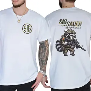 [Made In USA]Sig Sauer Raccoon Camo Two-Sided T-Shirt, Tactical Graphic Apparel, Outdoor & Streetwear Style, Casual Daily Wear & Gift, Premium Cotton Unisex Tee