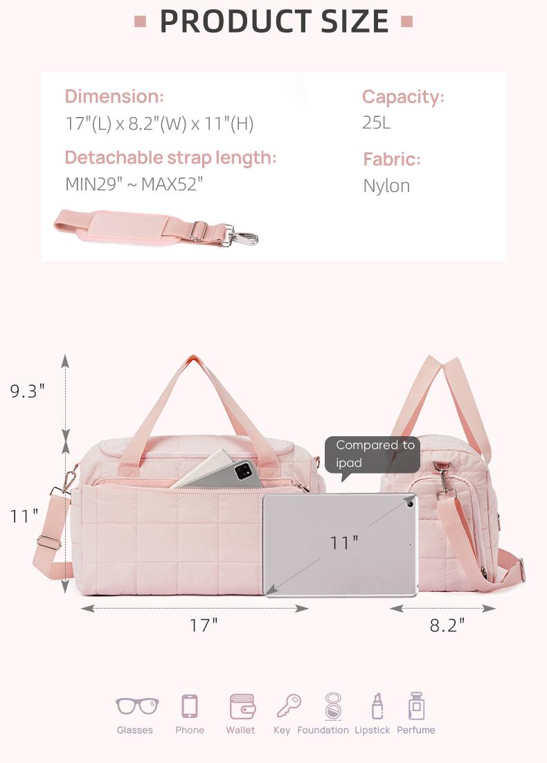 WESTBRONCO 2026 New In Chic Puffer 25L Travel Bag Duffle Bag with Wet Pocket Women Carry All Weekender Bag Waterproof Bag Gym Durable FASHION Bag for Winter Lightweight   Traveling Garment Hospital Bag Mom Gift for her